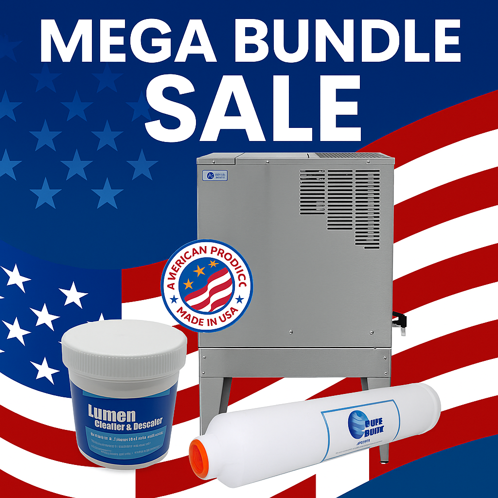 Pure Water Mega Classic Automatic Water Distiller - 12 GPD Production/10 Gallon Storage Tank #WD36999