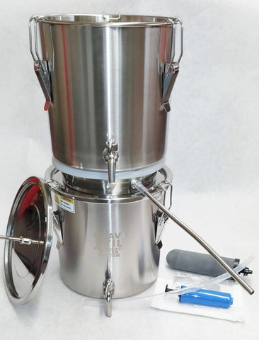 Emergency Survival Water Distiller Multi-Purpose Distiller and Gravity Filter Combination with Auto Fill Feature and Stainless Steel Drip Tube