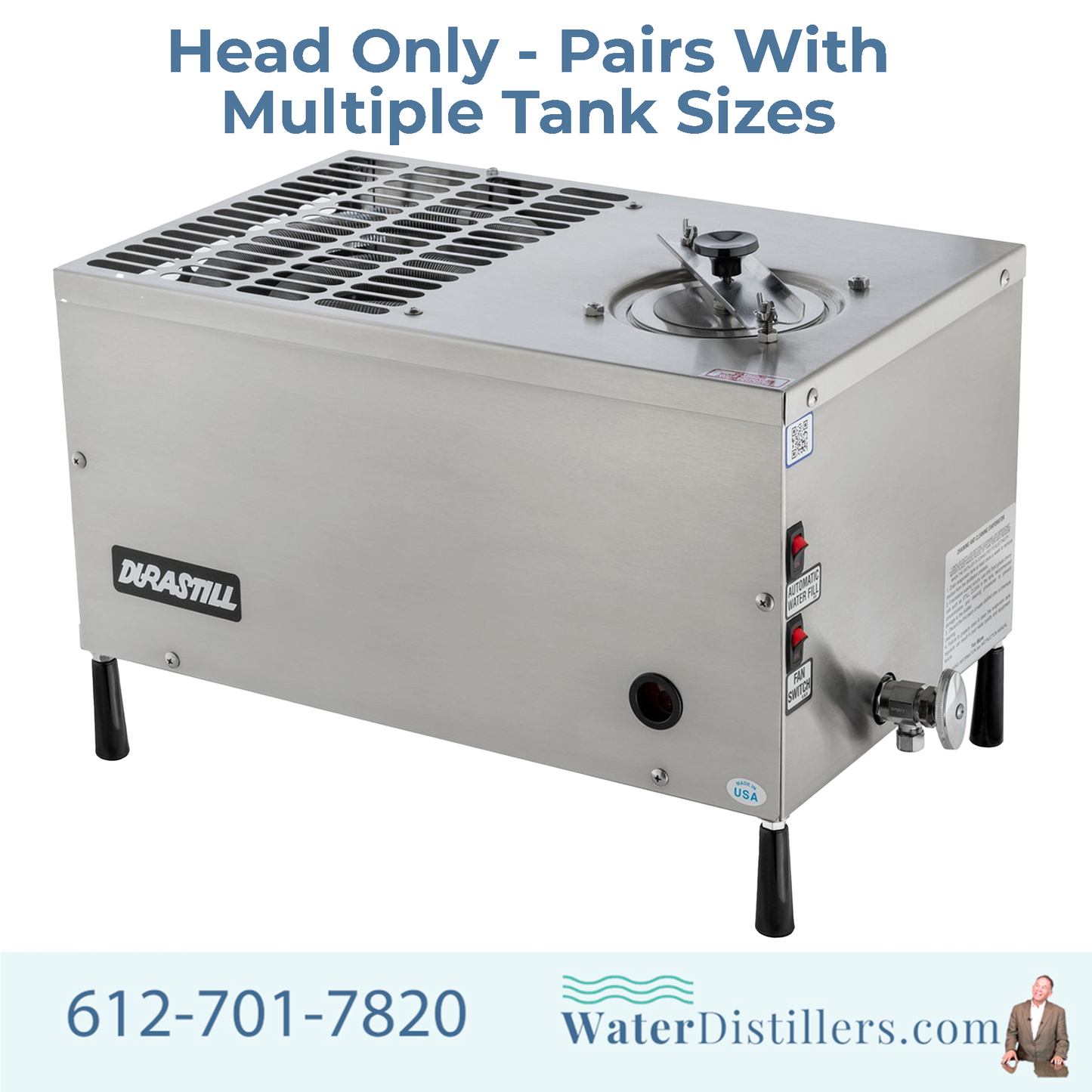 Durastill 46C Automatic Water Distiller Head – 12 GPD Stainless Steel