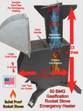 Rocket Stove for Non-Electric Emergency Water Distillers Model 50 BMG
