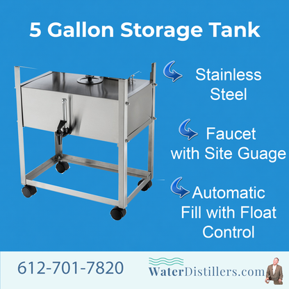 Durastill 3020 Automatic Water Distiller – 8 GPD System with 15Gallon Storage Tank on Casters