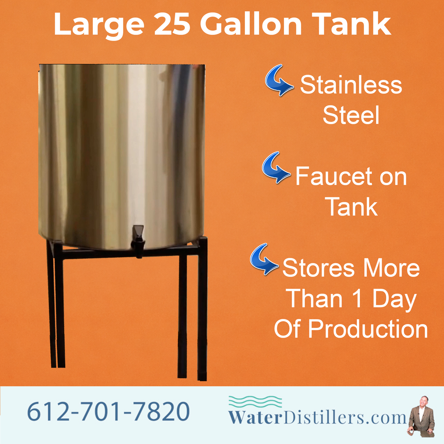 Durastill 3096 Automatic Water Distiller – 8 GPD System with 25 Gallon Storage Tank -110/120 Volt
