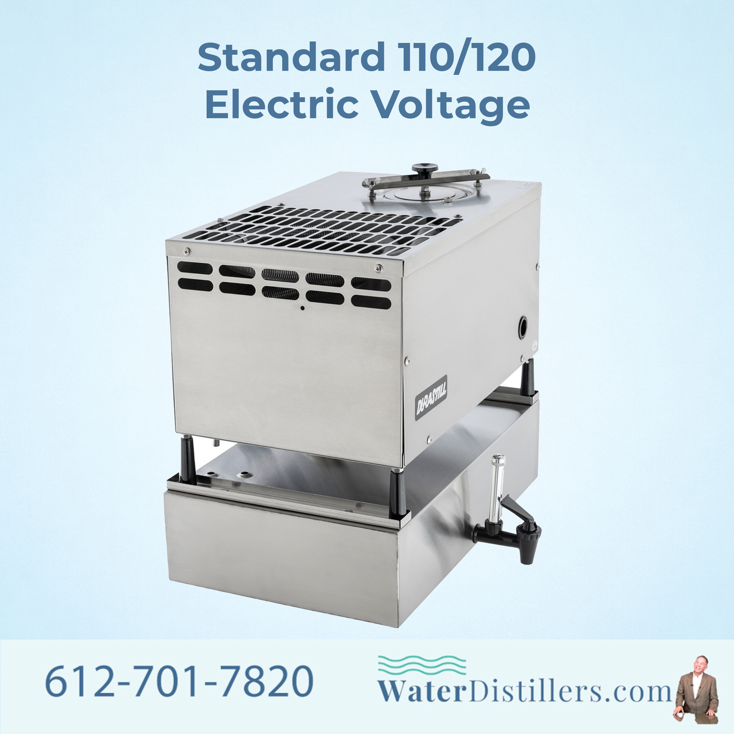 Durastill 30H4 Countertop Distiller – 8 GPD Manual Fill Stainless Steel System
