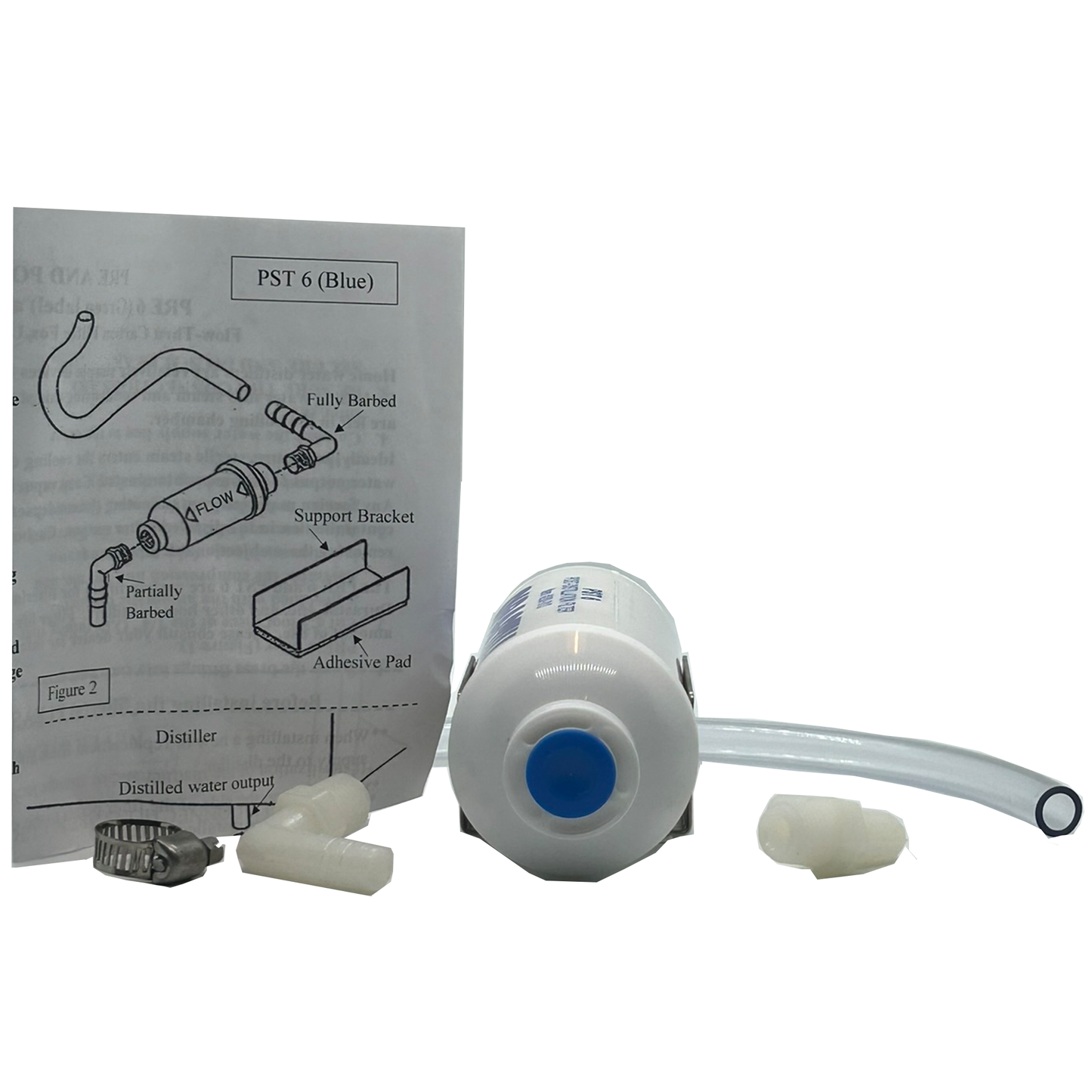 Single Durastill Charcoal Post-Filter with fittings and bracket #WD400-444 6" Original Manufacturer Equipment