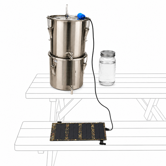 Enhanced Multi-Purpose Emergency Off-Grid Survival Distiller – With Solar Powered Pump