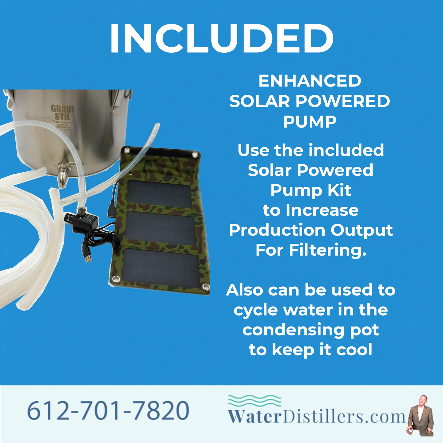 Enhanced Multi-Purpose Emergency Off-Grid Survival Distiller – With Solar Powered Pump