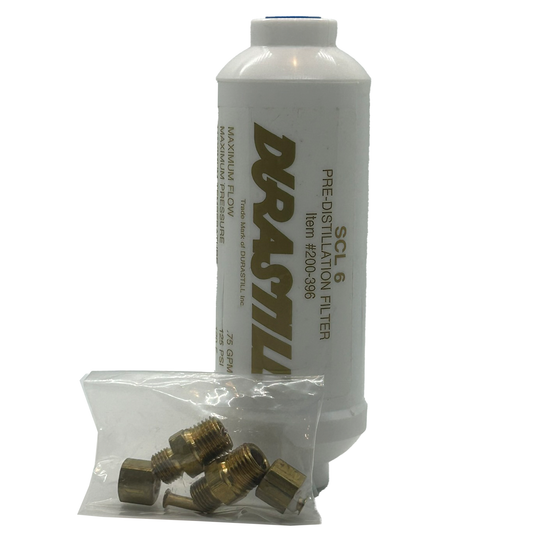 Single Durastill Gold Label Pre-Filter with scale inhibitor for hard water with fittings #WD400-526 6" Original Manufacturer Equipment