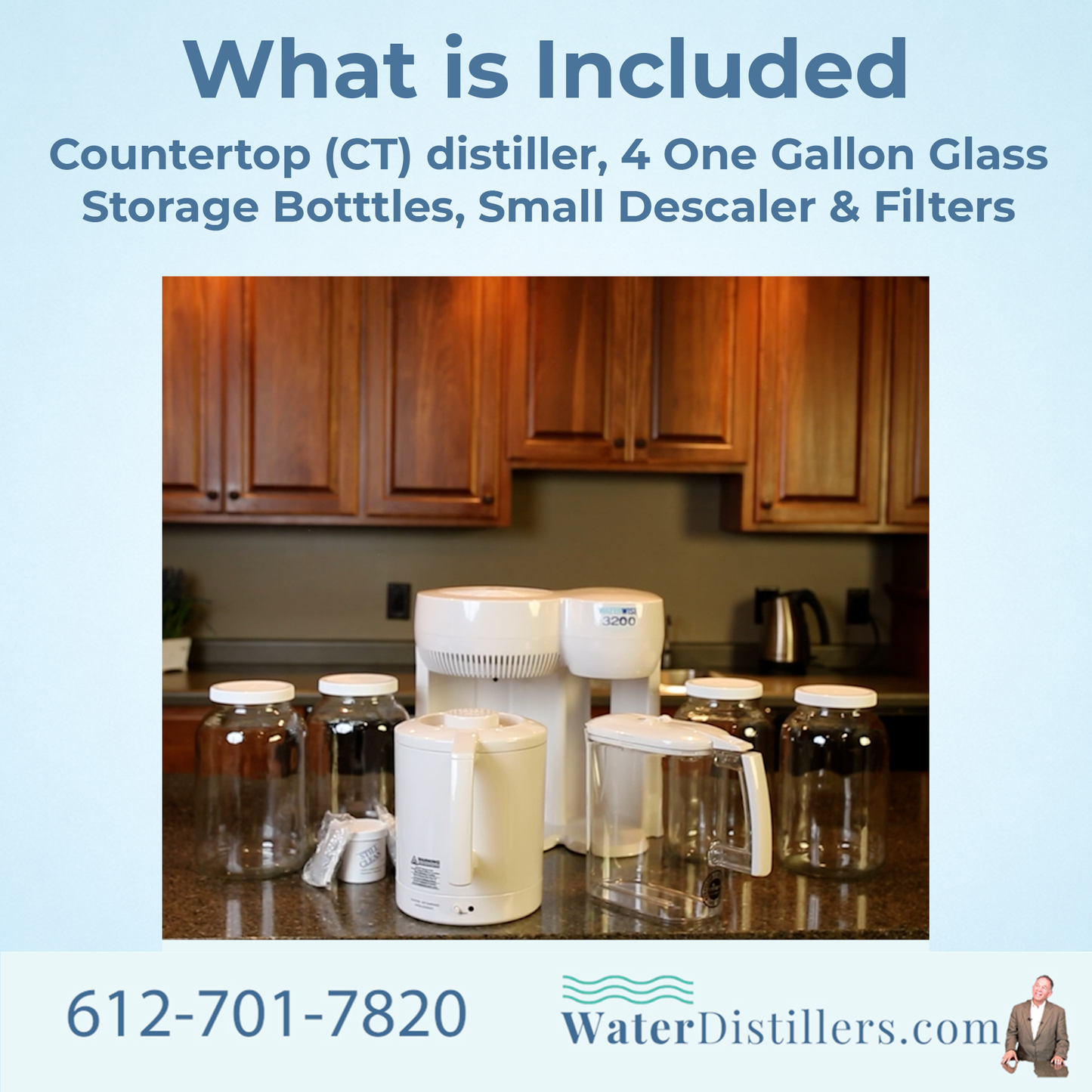 Waterwise 3200 Classic Countertop (CT) Home Water Distiller Bundle