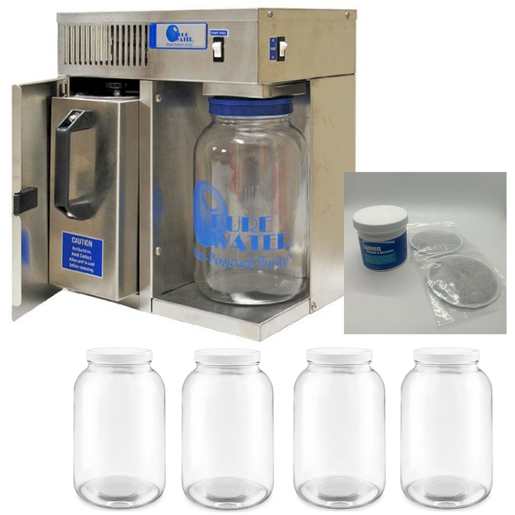 Water Distiller + 4 Glass Storage Bottles and Maintenance kit