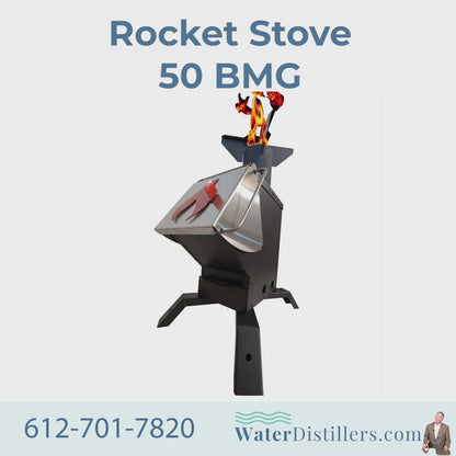 Rocket Stove for Non-Electric Emergency Water Distillation And Off-Grid Heat Source
