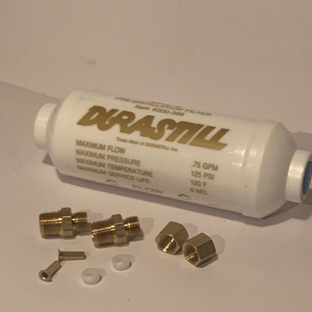 Single Durastill Gold Label Pre-Filter with scale inhibitor for hard water with fittings #WD400-526 6" Original Manufacturer Equipment