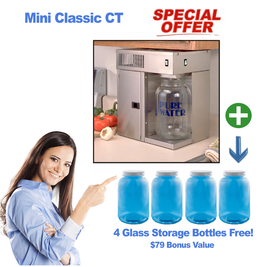 Mini Classic CT Distiller + 4 Glass One Gallon Storage Bottles